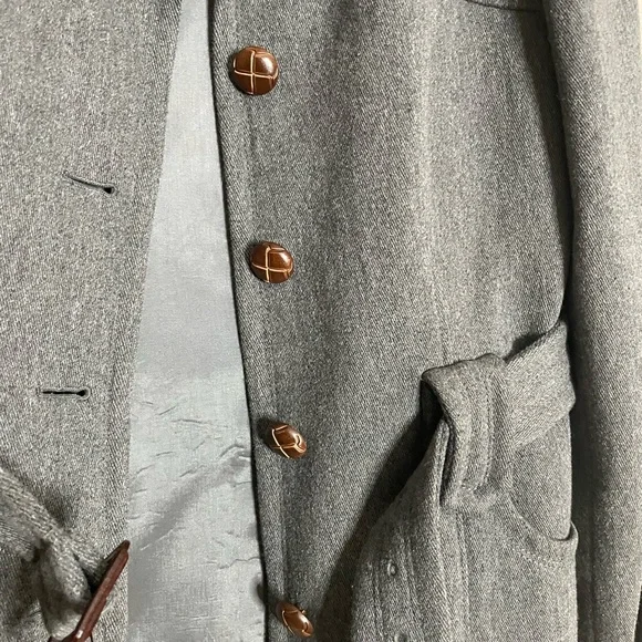 LOFT Charcoal Wool blend Belted Trench Coat size 8 - Picture 9 of 15